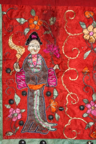 Antique Chinese Hand Embroidered With Gold Metals and Silk threads c1925.Its size is 170cmX51cm.(DSC00780).                   