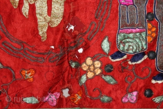 Antique Chinese Hand Embroidered With Gold Metals and Silk threads c1925.Its size is 170cmX51cm.(DSC00780).                   