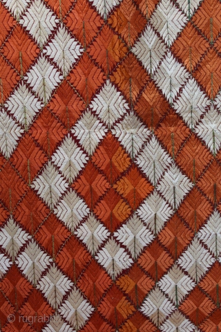 Vintage Phulkari from west (Pakistan) Punjab India Called As Patang Bagh,Very Rare influence of Design.Prefect Condition.(DSC00810New).                 