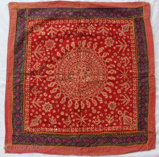 Chakla Hand Print (Cotton Khadi) From Rajasthan India.Very rare Design.Its size is 62x60cm.(DSC00630).                    