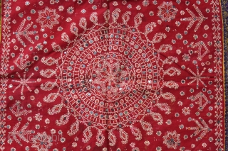 Chakla Hand Print (Cotton Khadi) From Rajasthan India.Very rare Design.Its size is 62x60cm.(DSC00630).                    