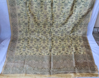 Old Real Zari Cream Sari From Varanasi India.Sari in Cream by pure Silk Fabric. Muga or Golden coloured raw silk is used instead of zari threads.Commonly descriptive names are Bel (Trellis),Buti (Flower  ...