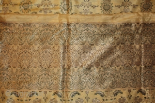 Old Real Zari Cream Sari From Varanasi India.Sari in Cream by pure Silk Fabric. Muga or Golden coloured raw silk is used instead of zari threads.Commonly descriptive names are Bel (Trellis),Buti (Flower  ...