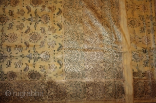 Old Real Zari Cream Sari From Varanasi India.Sari in Cream by pure Silk Fabric. Muga or Golden coloured raw silk is used instead of zari threads.Commonly descriptive names are Bel (Trellis),Buti (Flower  ...