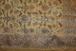 Old Real Zari Cream Sari From Varanasi India.Sari in Cream by pure Silk Fabric. Muga or Golden coloured raw silk is used instead of zari threads.Commonly descriptive names are Bel (Trellis),Buti (Flower  ...