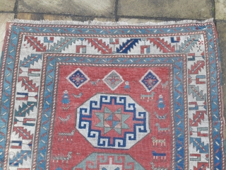 Late 19th century kazak longrug, worn but fun
2.60m by 1.35m                       