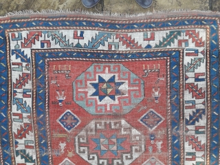 Late 19th century kazak longrug, worn but fun
2.60m by 1.35m                       