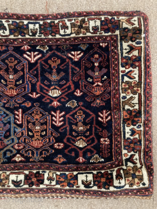 Large Afshar saddle bag, c.1900, with unusual design. Very good condition.
79cm by 50cm

 Visit www.heritage-antique-rugs.com for more images and price             