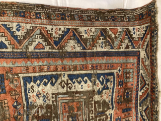 Mid 19th century Eastern Anatolian longrug. 213cm by 112 cm. Beautiful but battered, a good example of a rare type, plate 94, Bruggermann & Bohmer, Rugs of Anatolia.
Washed and conserved. 
Contact gene@heritage-antique-rugs.com  ...