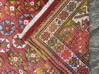 Late 19th century Anatolian village rug, full lush pile, subtle nuanced colours
121cm by 128cm
some minor restoration and well-done old repairs  

Contact gene@heritage-antique-rugs.com for more pics, price etc.     