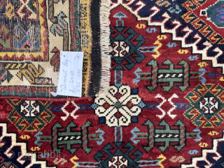 Late 19th century Quashgai bagface, stunning vibrant colours, some old re-weaves
0.69m by 0.68m
Contact gene@heritage-antique-rugs.com for more pics, price etc.              