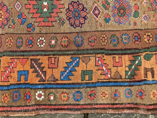 19th century N.W.Persian rug, probably Kurdish/Sauj Bulag
2.17m by 1.36m. Some minor damage needs attention, but full pile and good colours.

www.heritage-antique-rugs.com 
email me at gene@heritage-antique-rugs.com or genedunford@gmail.com
       