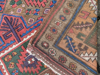 19th century N.W.Persian rug, probably Kurdish/Sauj Bulag
2.17m by 1.36m. Some minor damage needs attention, but full pile and good colours.

www.heritage-antique-rugs.com 
email me at gene@heritage-antique-rugs.com or genedunford@gmail.com
       