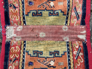 Late 19th-early20th centusy Tibetan saddle rug in as found condition. Some areas of moth damage.
1.33m by0.65m
Visit www.heritage-antique-rugs.com for more images and price or email me at gene@heritage-antique-rugs.com      