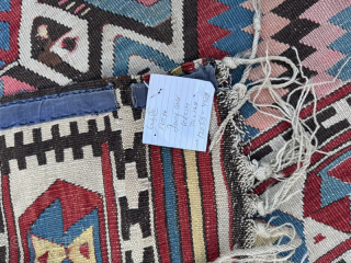 Large antique dowry kelim, from Fetiye, woven to cover the bride's camel. Good condition, note old repair (pictured)
3.25m by 1.48m
Contact gene@heritage-antique-rugs.com for more pics, price etc       