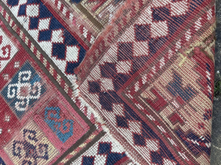 19th century Kazak: great colours, classic design, but very distressed condition, reflected in the price

2.26m by 1.41m

Contact gene@heritage-antique-rugs.com for more pics, price etc          