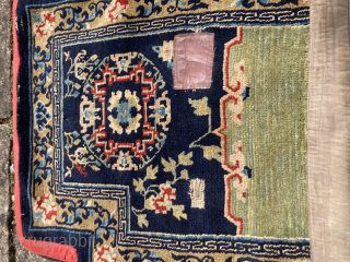 Early 20th century Tibetan saddle rug in good condition for its age.
1.29m by 0.62m
Contact gene@heritage-antique-rugs.com for more pics, price etc.             