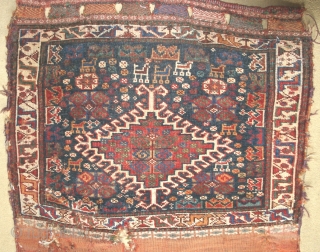 Pair of tatty old South Persian tribal bags, clean but in need of t.l.c., having been home to a family of moths in the past... moths now evicted.
Probably late 19th Century, no  ...