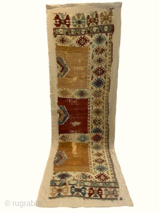 Large mounted Anatolian kelim half, early 19th century
3.60m by 1.20m

Contact gene@heritage-antique-rugs.com for more pics, price etc 
WhatsApp +44 (0)7803341863

              