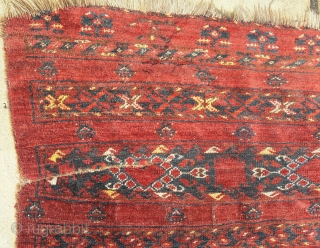 Late 19th century Ersari chuval, soft wool, good colors, but very distressed
90cm by 190cm                   