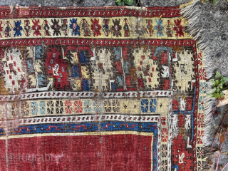 Wrecked Ladik prayer rug, with archaic design
Contact gene@heritage-antique-rugs.com for more pics, price etc 
WhatsApp +44 (0)7803341863
                 