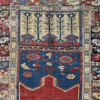 Wrecked Ladik prayer rug, with archaic design
Contact gene@heritage-antique-rugs.com for more pics, price etc 
WhatsApp +44 (0)7803341863
                 