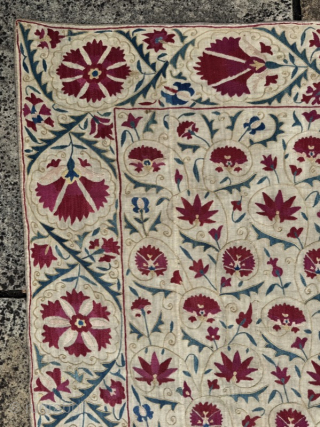 19th century nim suzani, Great condition.
1.08m by 1.40m
Contact gene@heritage-antique-rugs.com for more pics, price etc
WhatsApp +44 (0)7803341863