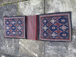 Late 19th century Shahsavan khorjin pair, superb colours, great condition.
1.50m by 0.52m
Contact gene@heritage-antique-rugs.com for more pics, etc.

                