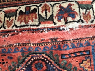 An unusual pair of antique N.W.Persian bags, piled front and back, recovered from use in upholstery. Some obvious areas of horrible re-piling, but colours are vibrant and saturated, and the wool is  ...