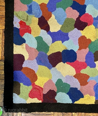 2’0 x 3’0 American  Hooked Rug with jute foundation, abstract arrangement of biomorphic 
shapes, vibrant color                