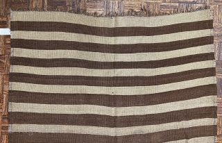 5’6 x 12’0. Persian Flatweave, brown and white stripes (natural wool colors)                     