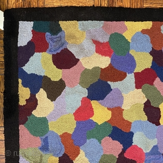 2’0 x 3’0 American  Hooked Rug with jute foundation, abstract arrangement of biomorphic 
shapes, vibrant color                