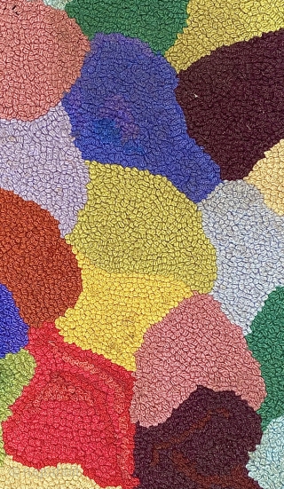 2’0 x 3’0 American  Hooked Rug with jute foundation, abstract arrangement of biomorphic 
shapes, vibrant color                