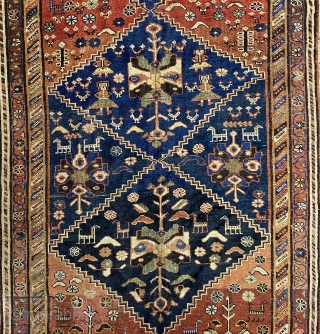 Kurdish/ Loori small carpet/ large rug, ca.1890; 5’8” x 11’0” / 68 x 335cm.

Beautifully drawn field and border motifs, including those of four women, each individual, set amongst two large indigo   ...