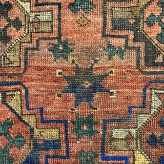 Uzbek Small Carpet or Large Rug, ca. 1890; 4’8” x 12’6”

Overall pattern of Chuval-gul variants with fluidly rendered totemic 

figures between.

Small areas of wear, tiny areas of repiling-please study photos carefully  