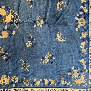 Antique Peking Chinese Carpet, ca.1900; 8’4” x 9’9” / 254 x 297 cm

Medium blue ground with a charming image of a cat stalking a butterfly within a medallion. Further well 

proportioned butterflies  ...