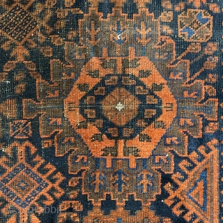 Antique Sangtchuli Baluch Carpet, ca. 1870; 5’10” x 10’8” / 178 x 325 cm

Possessing 21 twenty-lobed medallions, possibly variants of what is known by some

collector as Harshangs, this weaving is very powerful  ...