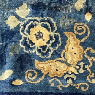 Antique Peking Chinese Carpet, ca.1900; 8’4” x 9’9” / 254 x 297 cm

Medium blue ground with a charming image of a cat stalking a butterfly within a medallion. Further well 

proportioned butterflies  ...