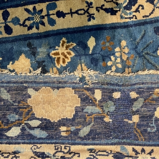 Antique Peking Chinese Carpet, ca.1900; 8’4” x 9’9” / 254 x 297 cm

Medium blue ground with a charming image of a cat stalking a butterfly within a medallion. Further well 

proportioned butterflies  ...