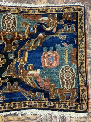 Antique Malayer Mat, ca. 1890; 1’9” x 2’8”/ 53 x 81 cm

Expansive renderings of the floral Gul-Ferengi motif.  Beautiful saturated colors: mint green, medium blue,

madder rust red, milk chocolate, ivory white  ...