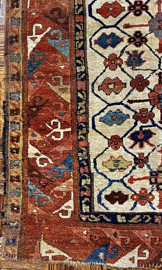 Important Kurdish Runner/ Long Rug, ca. 18th Century, or earlier; 2’8” x 10’8” // 81.3 x 325 cm

Woven in jewel-like natural colors characteristic of the finest Kurdish weaving, the field is sinuously  ...