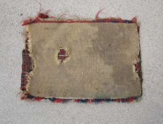 Turkoman..... knotted , small Yomud bag.....Late 19th C......vegetal dyes .....complete w/ back....condition as shown.....
12" x  17"  ( 30cm x 44cm )          