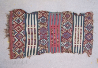 East Anatolian Kilim fragment....approx. 1/2 of a 1/2....circa 1850....all vegetal dyes....as found....all wool with salt & pepper warps....2'10" x 5'4" 
(86cm x 163cm )         