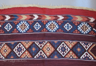 Southeast Anatolian Kurdish kilim.....before 1865.....excellent condition....
4'x 5' (120cm x 150cm ) wool w/ cotton highlights                  