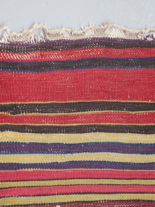Anatolian palas kilim fragment....Konya region ( Cecimusine ? ).... c.1825.....
excellent color.....3'7" x 6'6"  (110 x 200 cm )....condition as found and shown .         