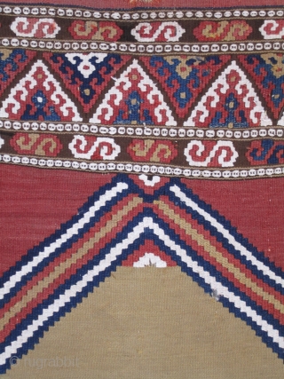 " Manastir Yastik " most probably Southern Balkans.... circa 1840....wool on wool with cotton highlights....all vegetal dyes...2'2" x 3'8"...... 
(66 x 112cm).....condition as shown.         