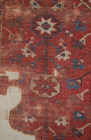 Turkish Fethiye/Makri rug fragment. Classic Makri prayer rug. It has wonderful details and very nice colours. I believe it could be an early example.         