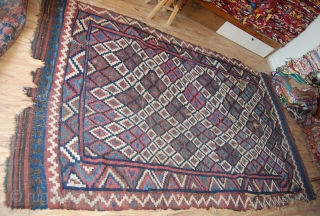 Antique Persian Kilim Bakhtiar, Central Iran.  182x298cm. As can be seen in the pictures it has some condition issues,  but it can be backed on request .    