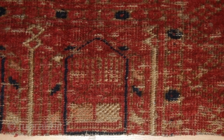Small Afgan Turkmen Fragment with an interesting drawing. 27x70cm. Probably second half of 19th century.                  