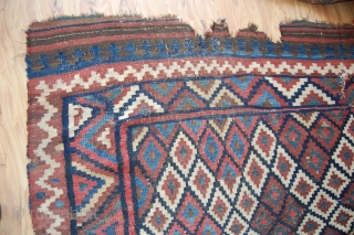 Antique Persian Kilim Bakhtiar, Central Iran.  182x298cm. As can be seen in the pictures it has some condition issues,  but it can be backed on request .    